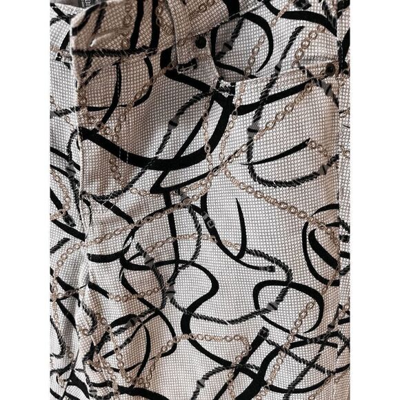 Bisou Bisou Womens Mid Rise Skinny Leg Jeans White Chain Print Sz 8 - Picture 7 of 9